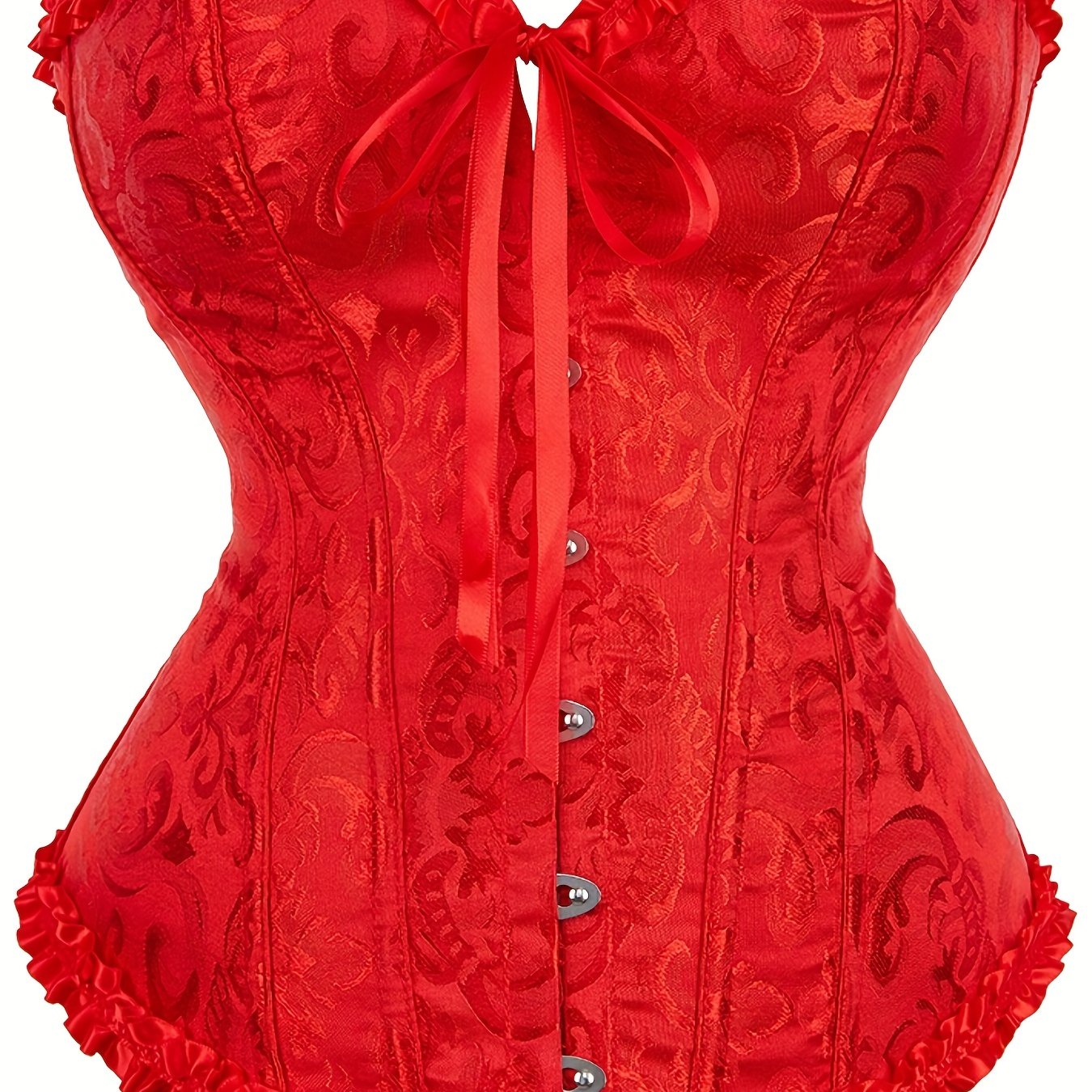 Top de corsé sin mangas para mujer con cordón, control de abdomen y detalle de volantes para bodas y eventos formales