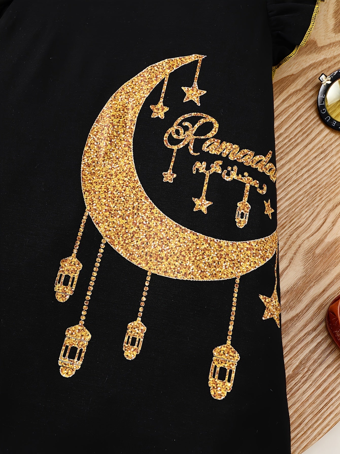 Girls' Summer Dress Sleeveless Cartoon Girl Lantern Moon Print Ruffled Yellow White