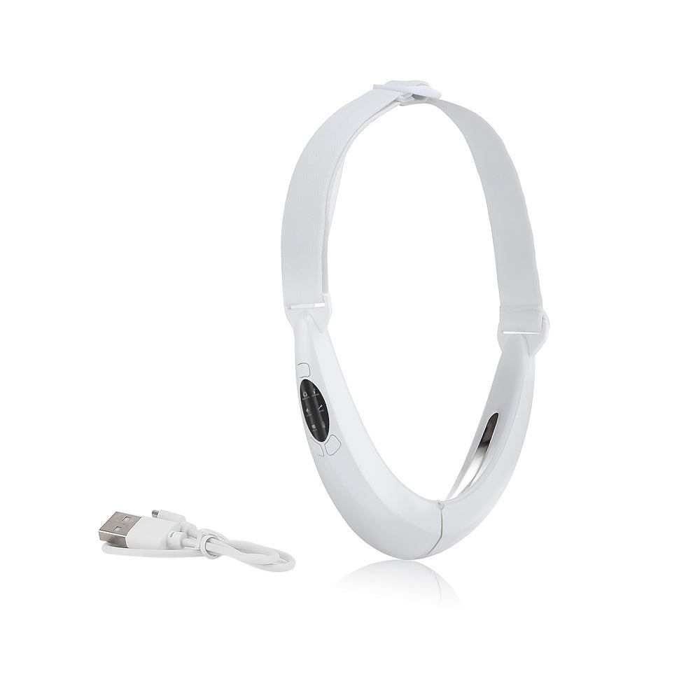 Women Light Beige USB Rechargeable V‑Line Face Massager with 400mAh Battery