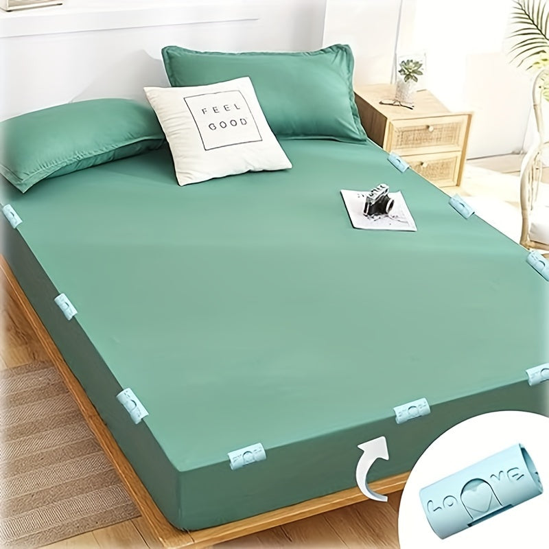 Pack of 10 Blue Heart Pattern Bed Sheet Clips Non-Slip Fasteners for Bumpy Mattresses