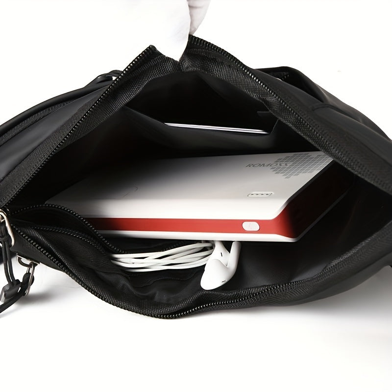 Men's Waterproof PU Leather Chest Bag with Triangle Shape and Versatile Use