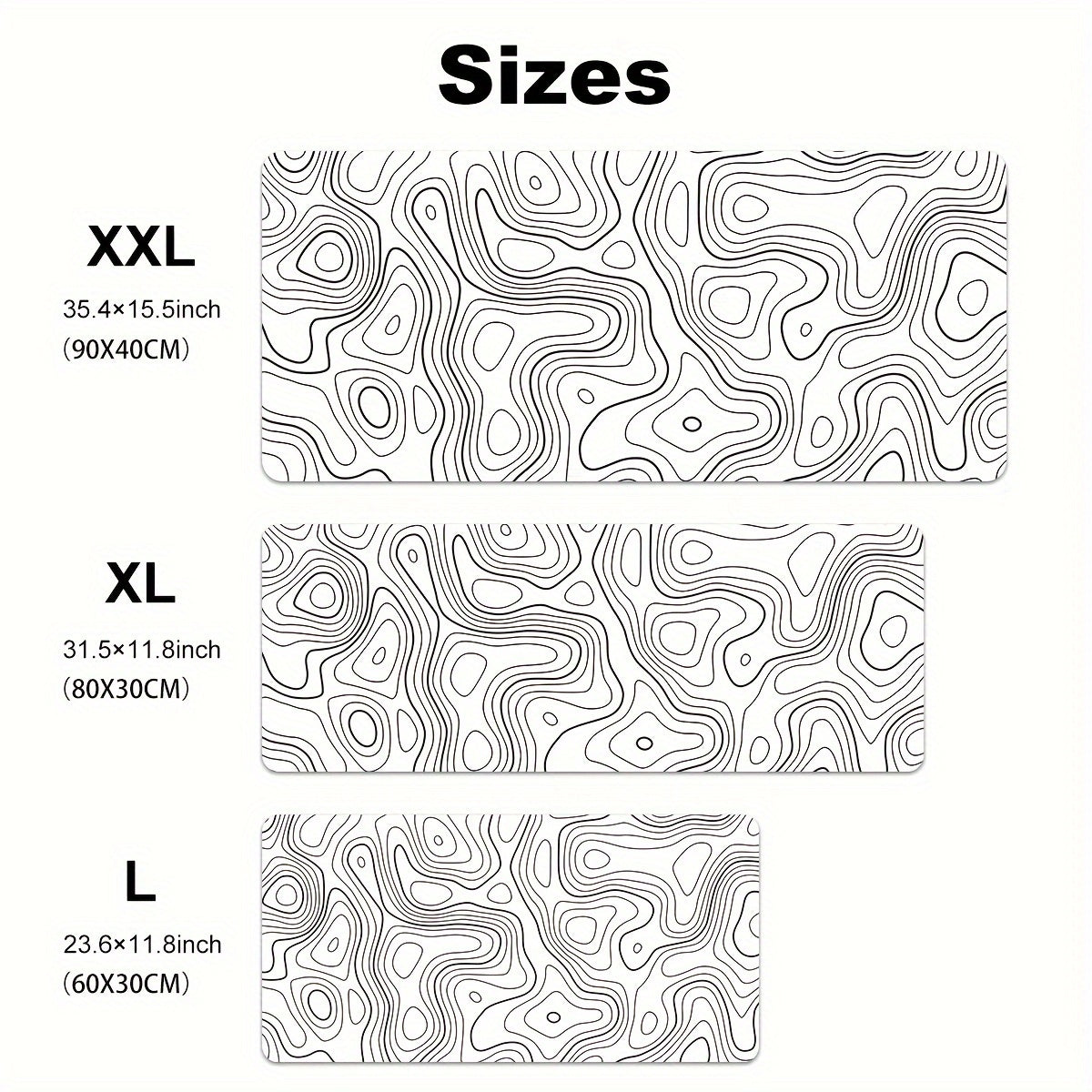 Large Multicolour Topographic Contour Gaming Mouse Pad Non-Slip Stitched Edge Various Sizes