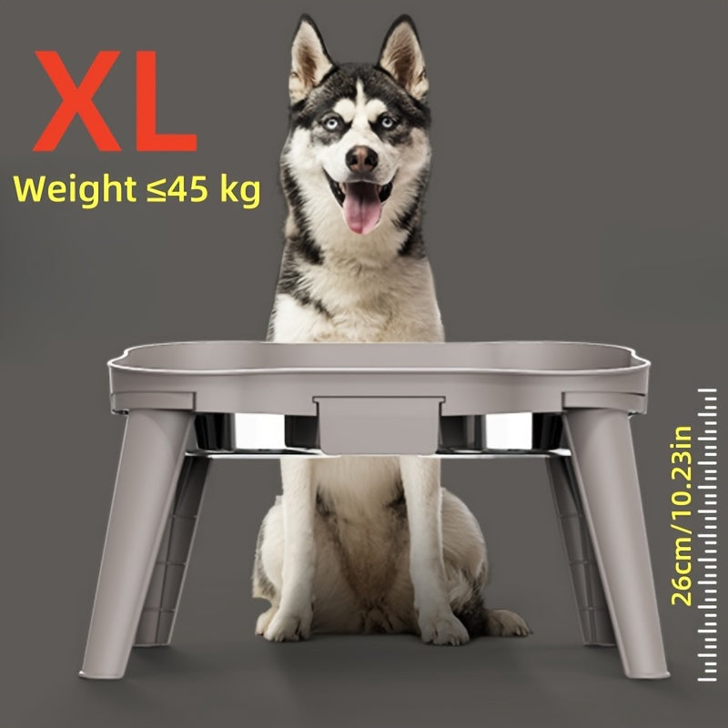 Поднятая кормушка для домашних животных с двумя нержавеющими стальными мисками, съемный дизайн для собак и кошек
