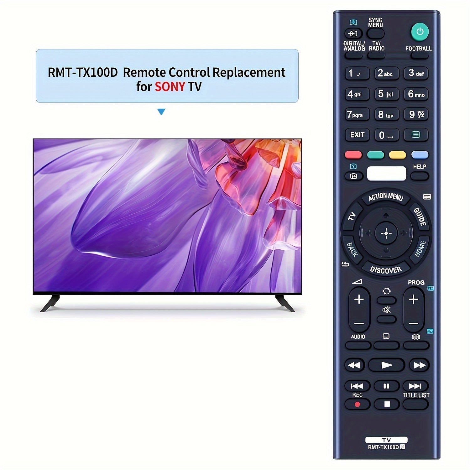 Control remoto de repuesto para televisor inteligente Sony Bravia infrarrojo con batería