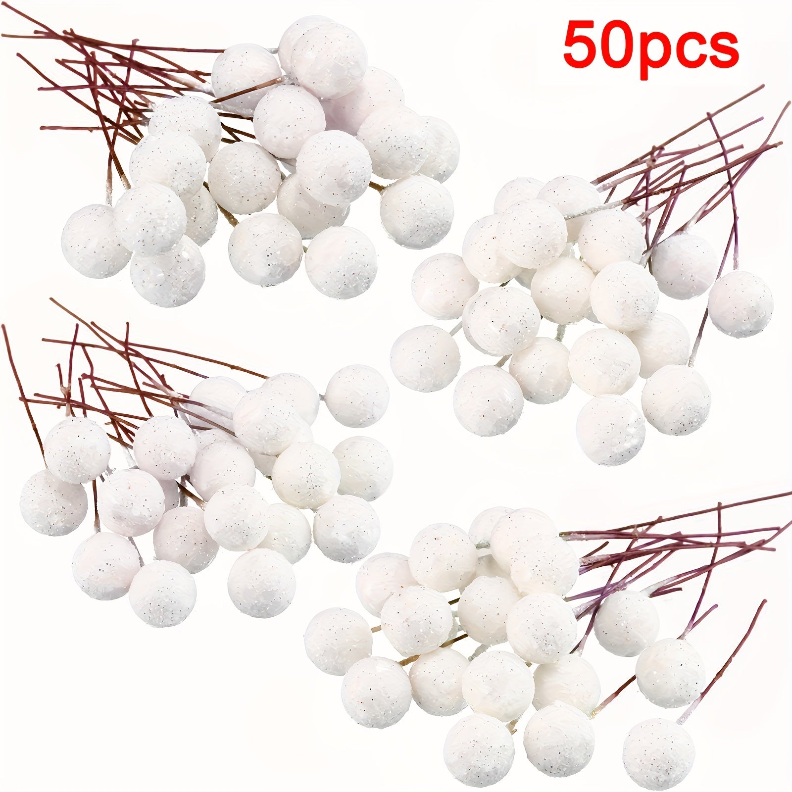 Artificial Holly Berries on Wire for Christmas Decorations 50 Pack