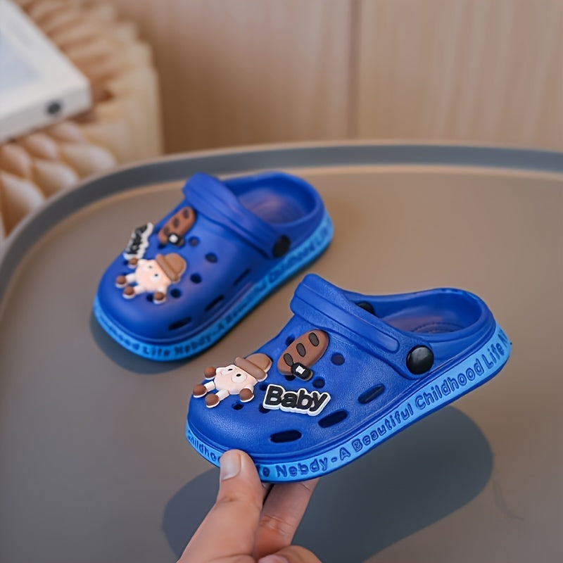 Baby Boys Girls Breathable EVA Clogs with Cartoon Charms for Indoor Outdoor All-Season