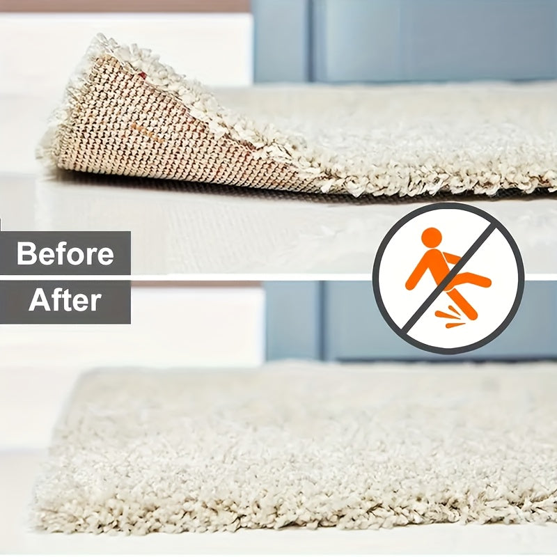 Non-Slip Carpet Pads with Reusable Adhesive Rug Anchors for Tiles and Hardwood Floors