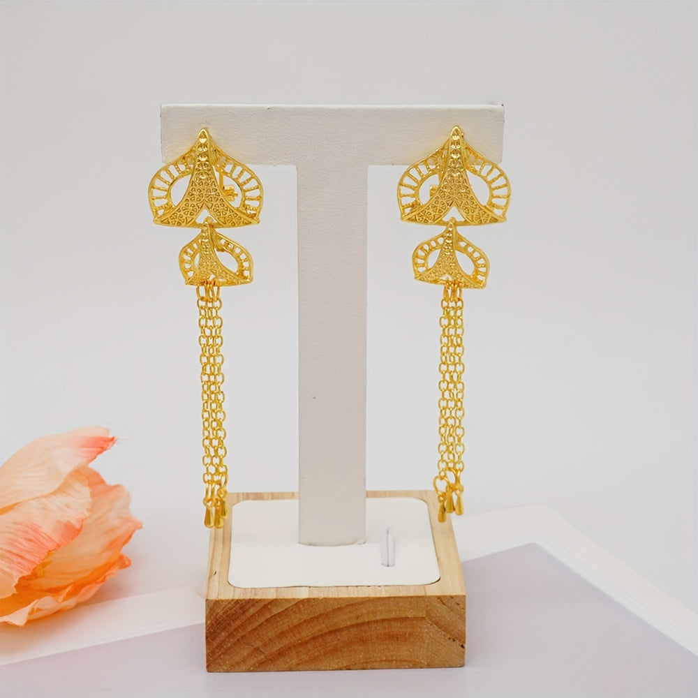 Luxury Gold Indian-Inspired Jewelry Set with Necklace Earrings and Ring for Weddings and Daily Wear