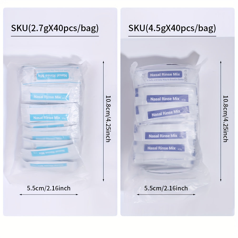 40 ta Sachets Burun yuvish tuzi nafas olish va allergenlarni yuvish uchun