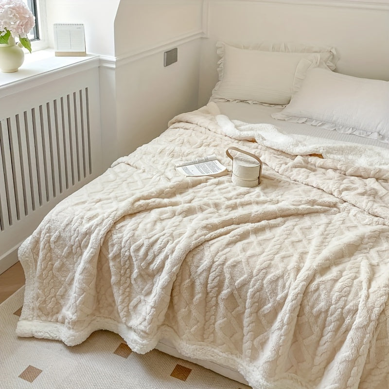 Double-Sided Velvet Blanket for Warmth and Comfort Sofa Bed Camping Travel