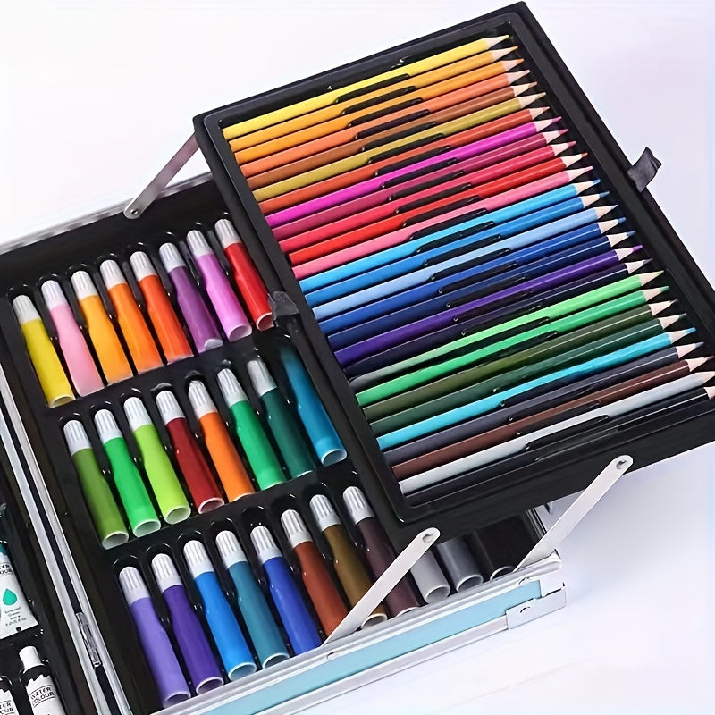 145-Piece Watercolor Paintbrush Set with Double-Layer Aluminum Box for Artists and Gift