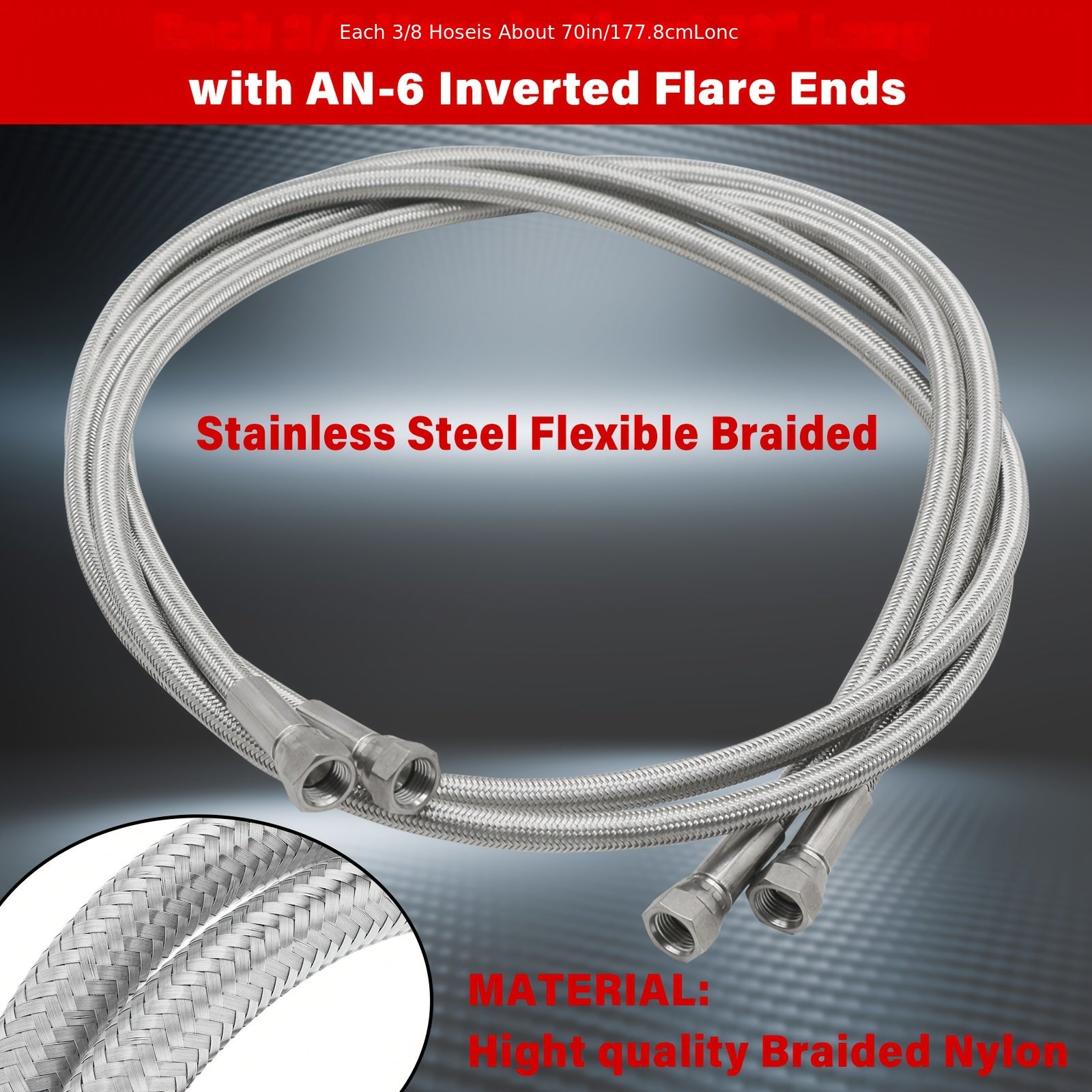 Шланг для охлаждения трансмиссии из нержавеющей стали с плетением 177,8 см, подходит для 4L60E и Ford C6