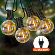 European Standard G40 LED String Lights 220V Outdoor Wedding Decor Linkable Plastic