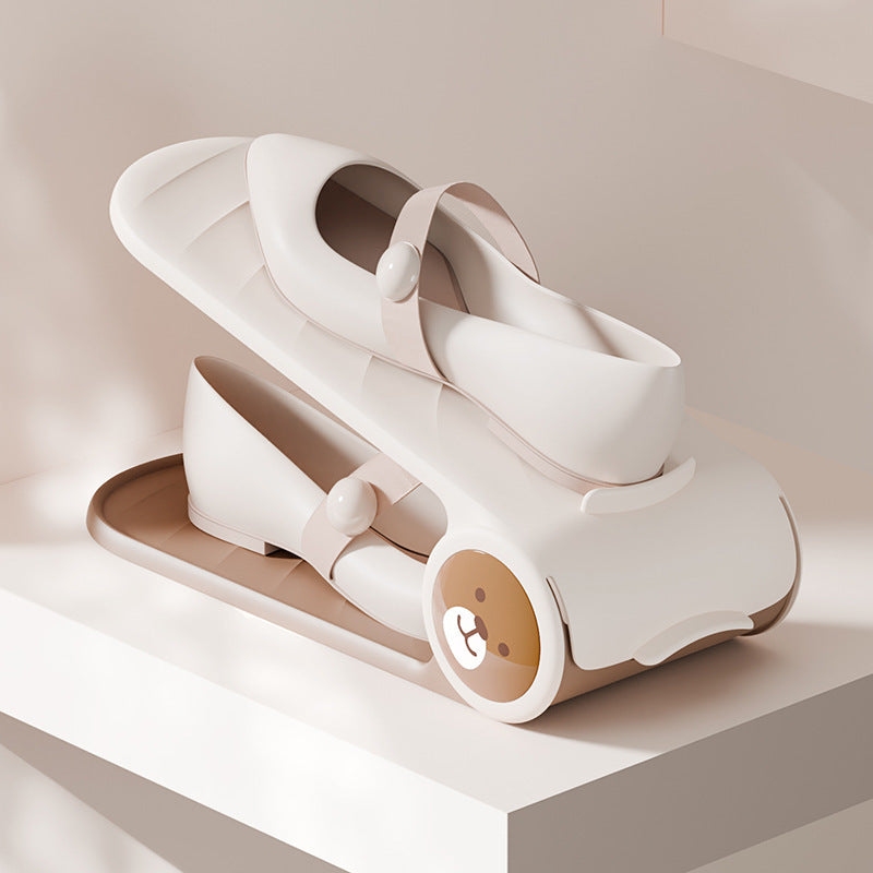 Регулируемая пластиковая полка для обуви - двухслойный органайзер для обуви для гостиной или общежития - неэлектрический напольный шкаф для хранения обуви