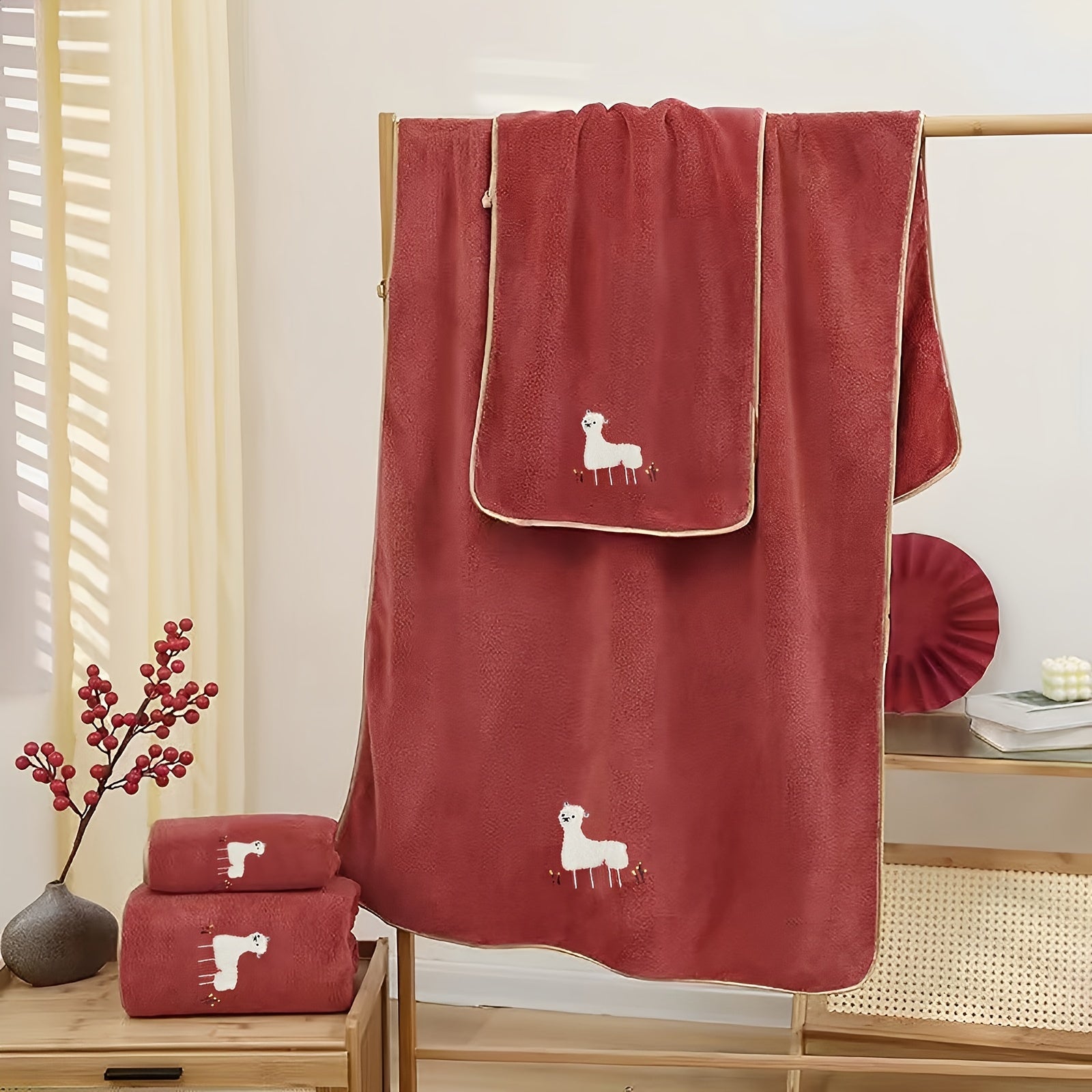 Рождественский Хэллоуинский набор подарков: полотенце для ванны с альпакой, мягкое, впитывающее, уютное подарочное изделие