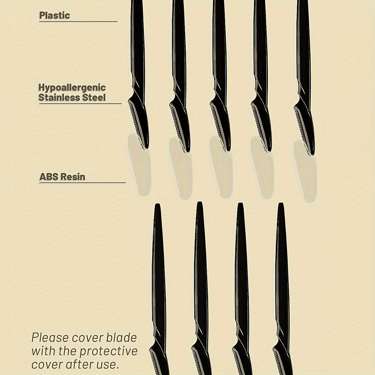 Women's Male Hypoallergenic Stainless Steel Facial Razors Black 50pcs