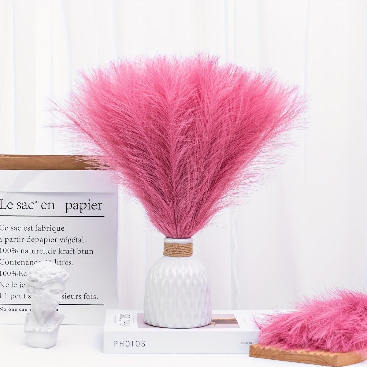 Sun'iy reed pampas gul to'plami 5 dona, 42.93 sm, bohem dekor uchun ichki xona uchun