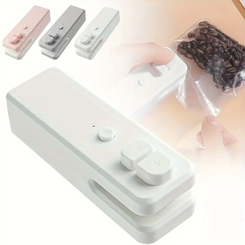 Mini oziq-ovqat sumkasi yopish va kesish uchun USB qoʻl bilan ishlash, oq va yashil barg naqshli, oshxona uchun