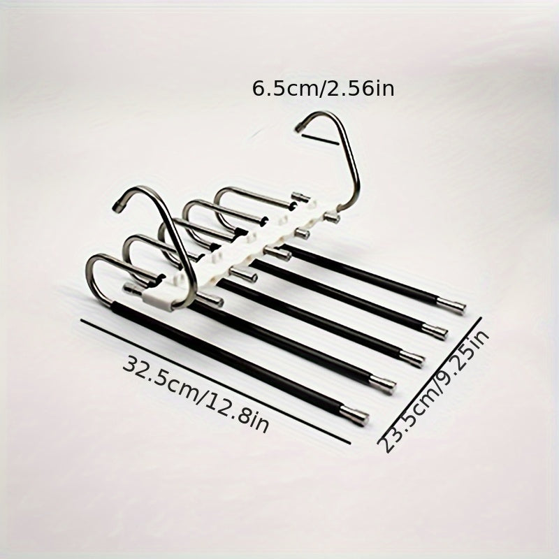 Organizador de armario de acero inoxidable con ganchos, ahorra espacio, antideslizante, en forma de S para pantalones y faldas