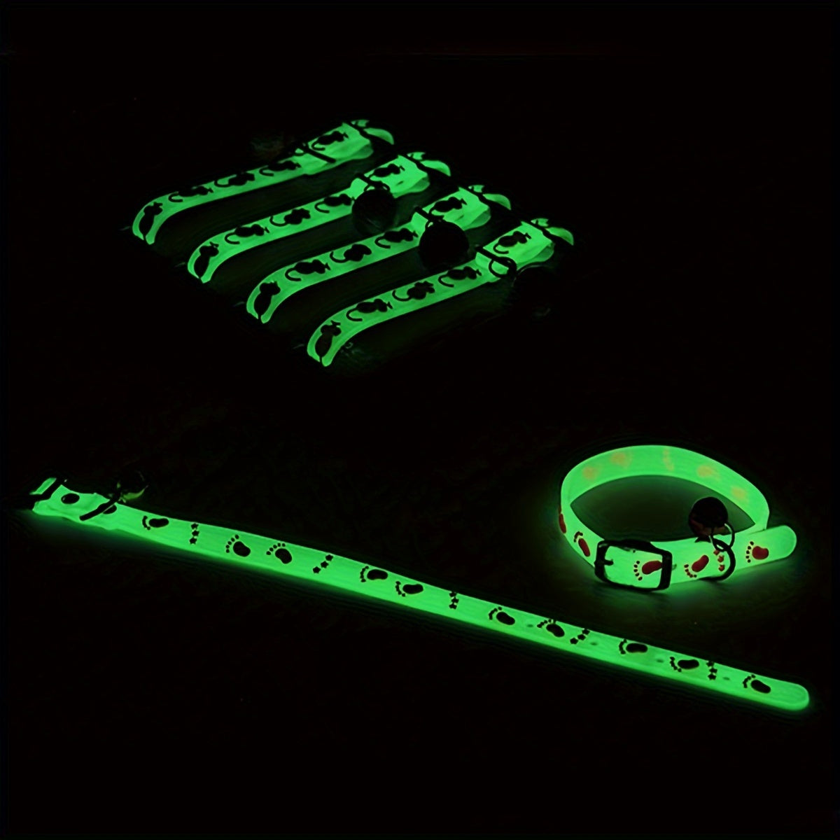 8-Pack Cartoon Silicone Cat Collars with Glow-in-the-Dark Bell Reflective Safety Adjustable Small Pets