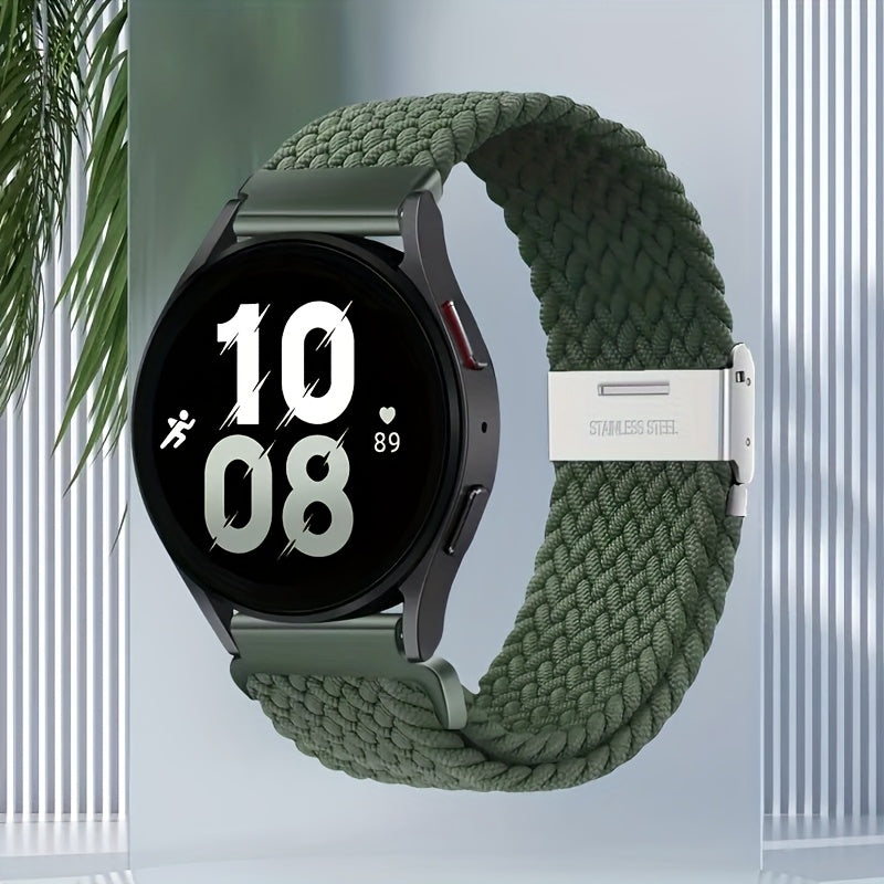 Nylon Braided Sport Loop Band for Galaxy Watch 4 5 6 7 and Active 2 3 4 5 22mm Strap for Men Women