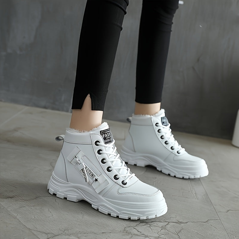 Women's Ankle Boots Faux Fleece Lining Side Zipper Casual Winter Shoes