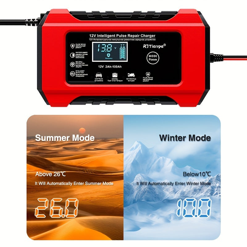 12V 6A Aqlli Batareya Zaryadlagichi Avtomobil, Mototsikl, SUV, Bog' mowersi uchun