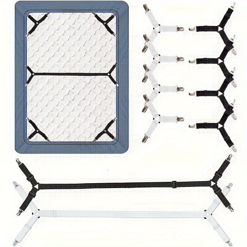 Adjustable Bed Sheet Holders with Metal Clips 1 or 2 Pack Elastic Fasteners for Mattress and Sofa