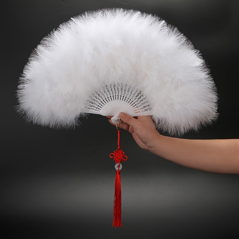 White Feather Fan for Brides 25-Piece Luxurious Plush Traditional Dance Accessory
