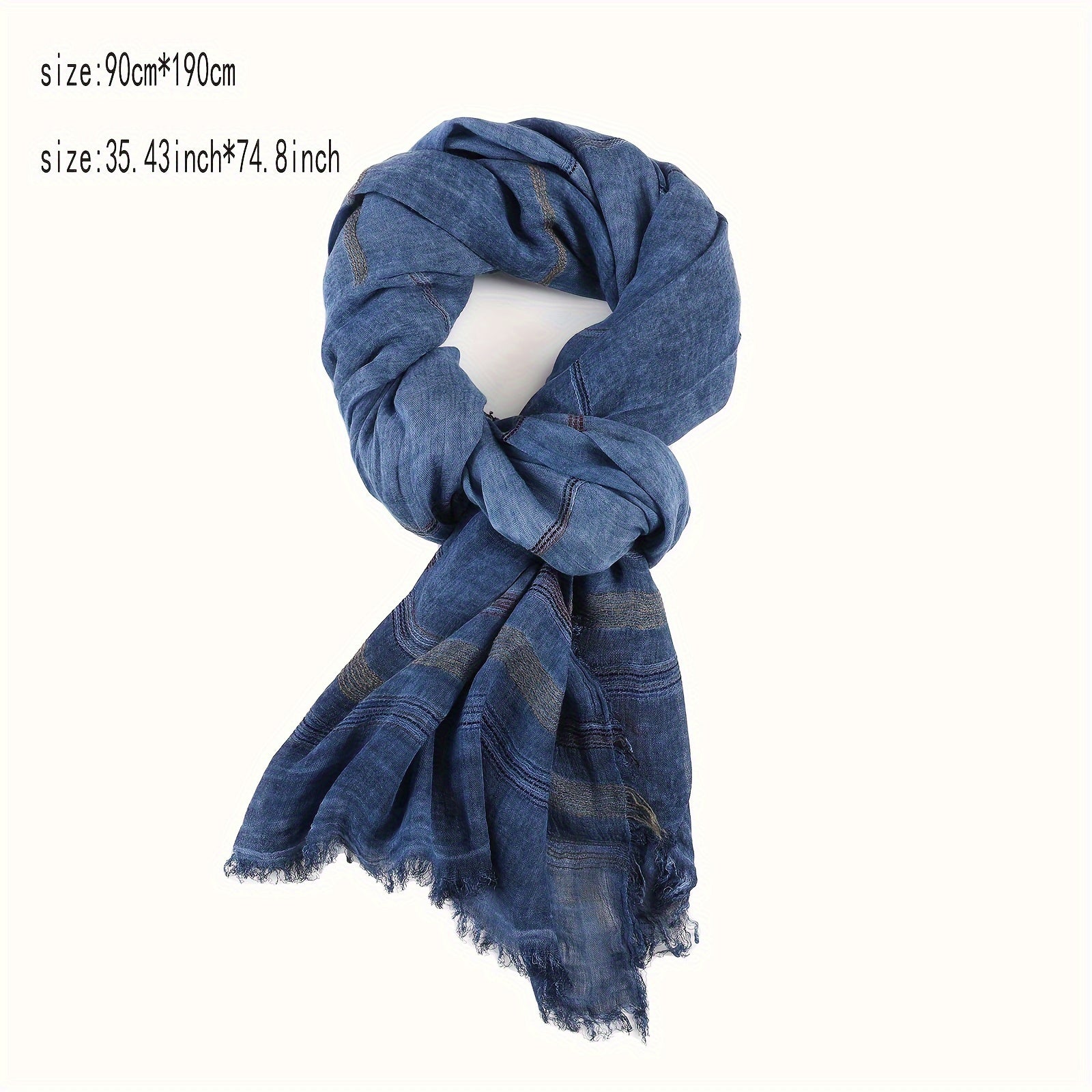 Lightweight Rayon-Linen Men's Scarf with Stripes for Fall and Winter