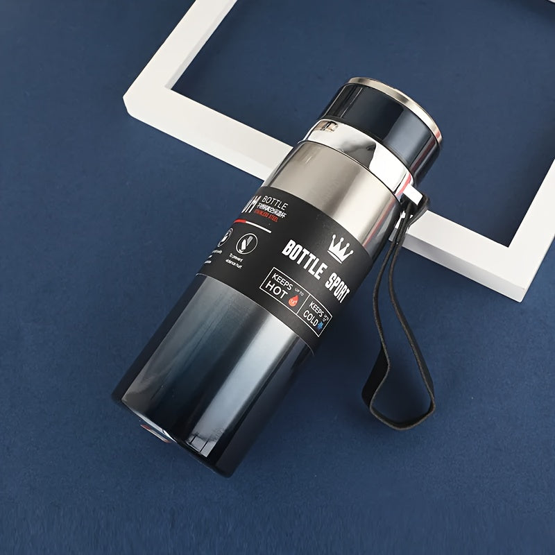 Stainless Steel 1000ml Vacuum Insulated Water Bottle with Strap BPA-Free Keeps Hot Cold Sports Outdoor