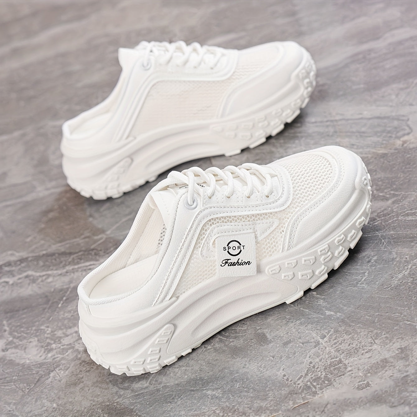 Women's Breathable Mesh Slip-On Mules with Cushioned Sole for Casual and Sporty Wear