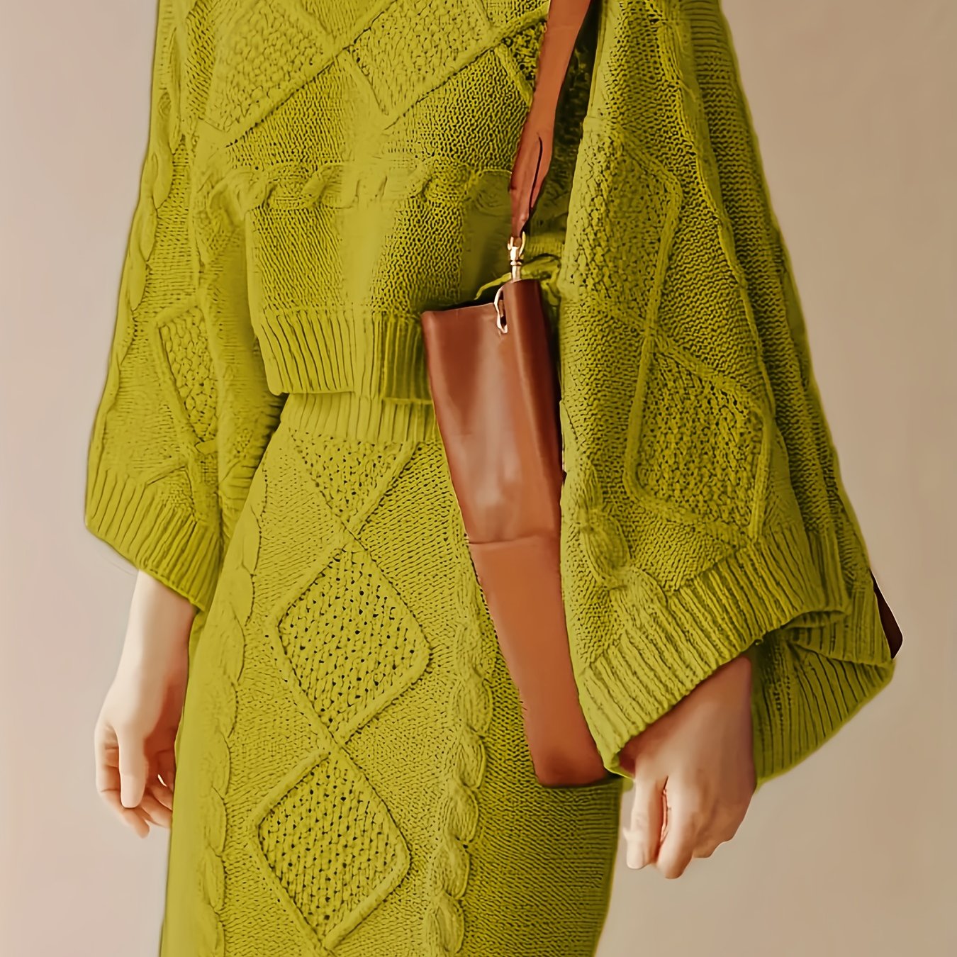 Plus Size Casual Sweater Skirt Two-Piece Set Black Large