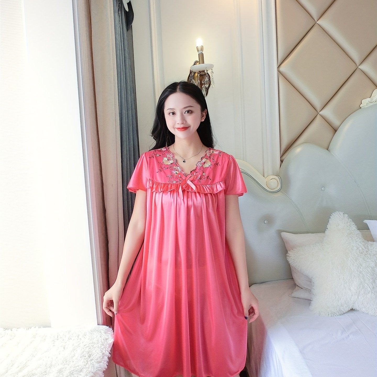 Women's Cotton Summer Short Sleeve Nightgown Plus Size Sleepwear