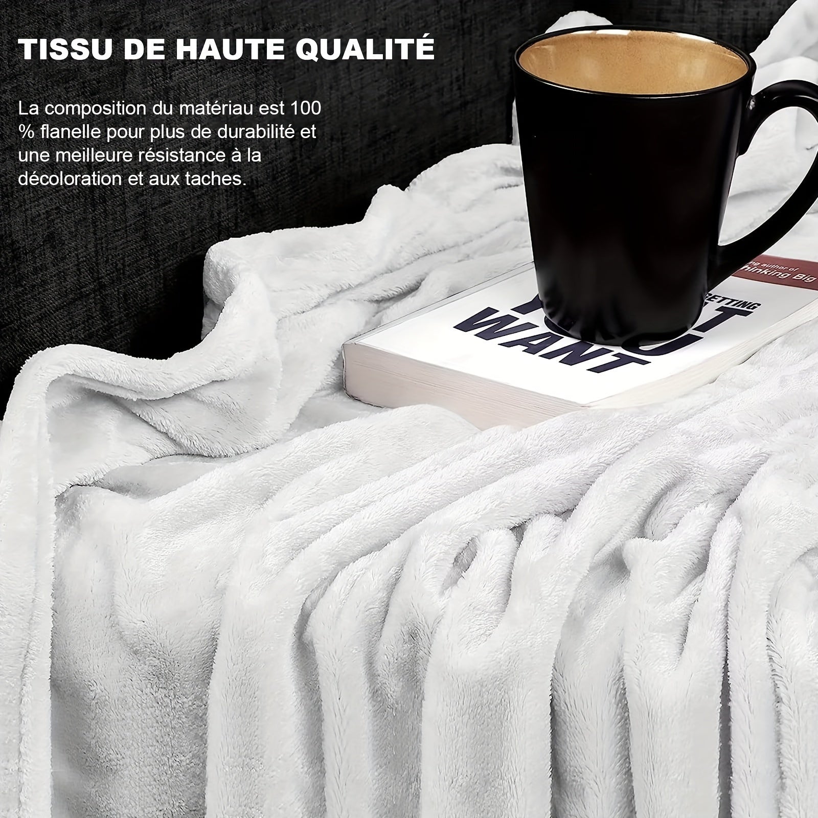 French-Inspired Flannel Throw Blanket Soft Warm Couch Bed Camping Hypoallergenic