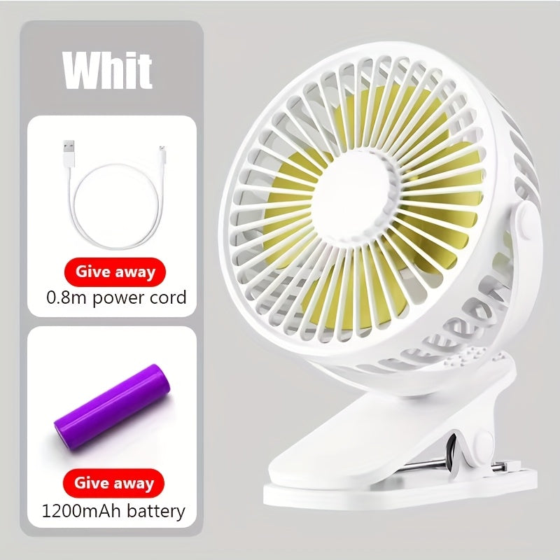 Mini USB Rechargeable Clip-On Desk Fan with 360 Degree Rotation for RV Dorm Student