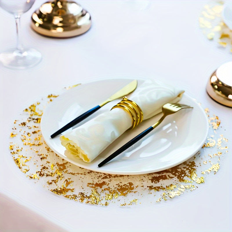 12 ta Oltin folga tagliklari to&#39;plami - to&#39;r bilan bosilgan dizayndagi nafis kuzgi stol tagliklari, Rojdestvo, to&#39;y, tug&#39;ilgan kun partiyalari yoki kofe choyshablari uchun ideal