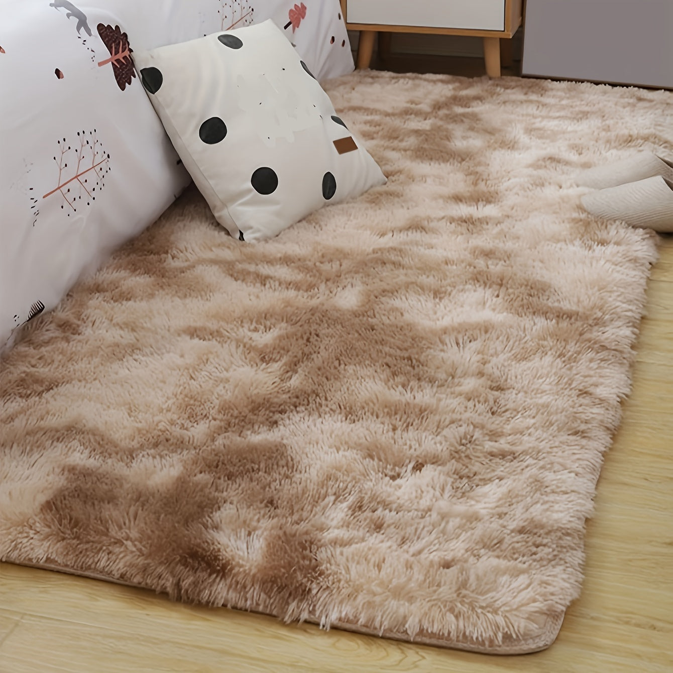 Pink Ombre Plush Area Rug with 0.7cm Thick Padding for Bedroom Living Room
