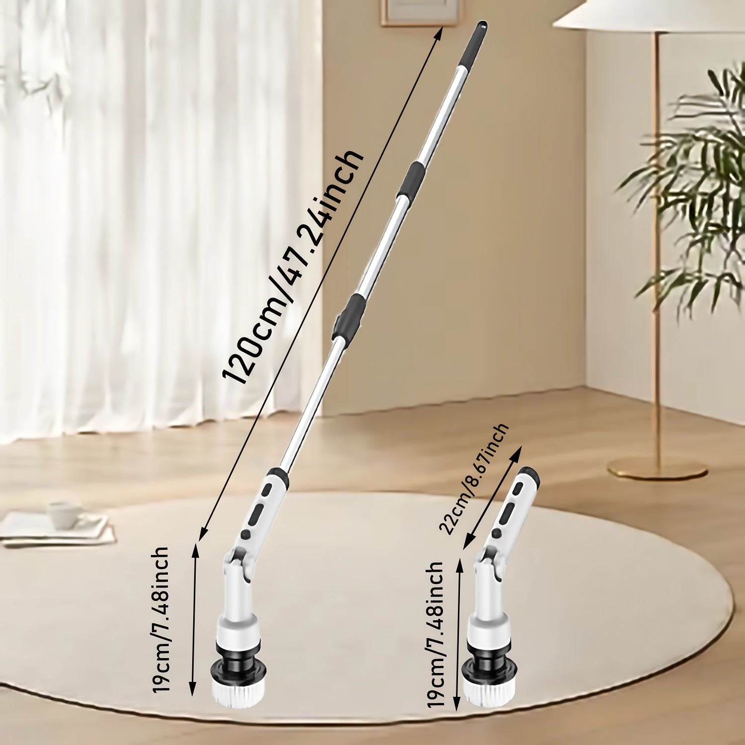 Wireless Electric Cleaning Brush with 9 Replaceable Heads and Adjustable Handle