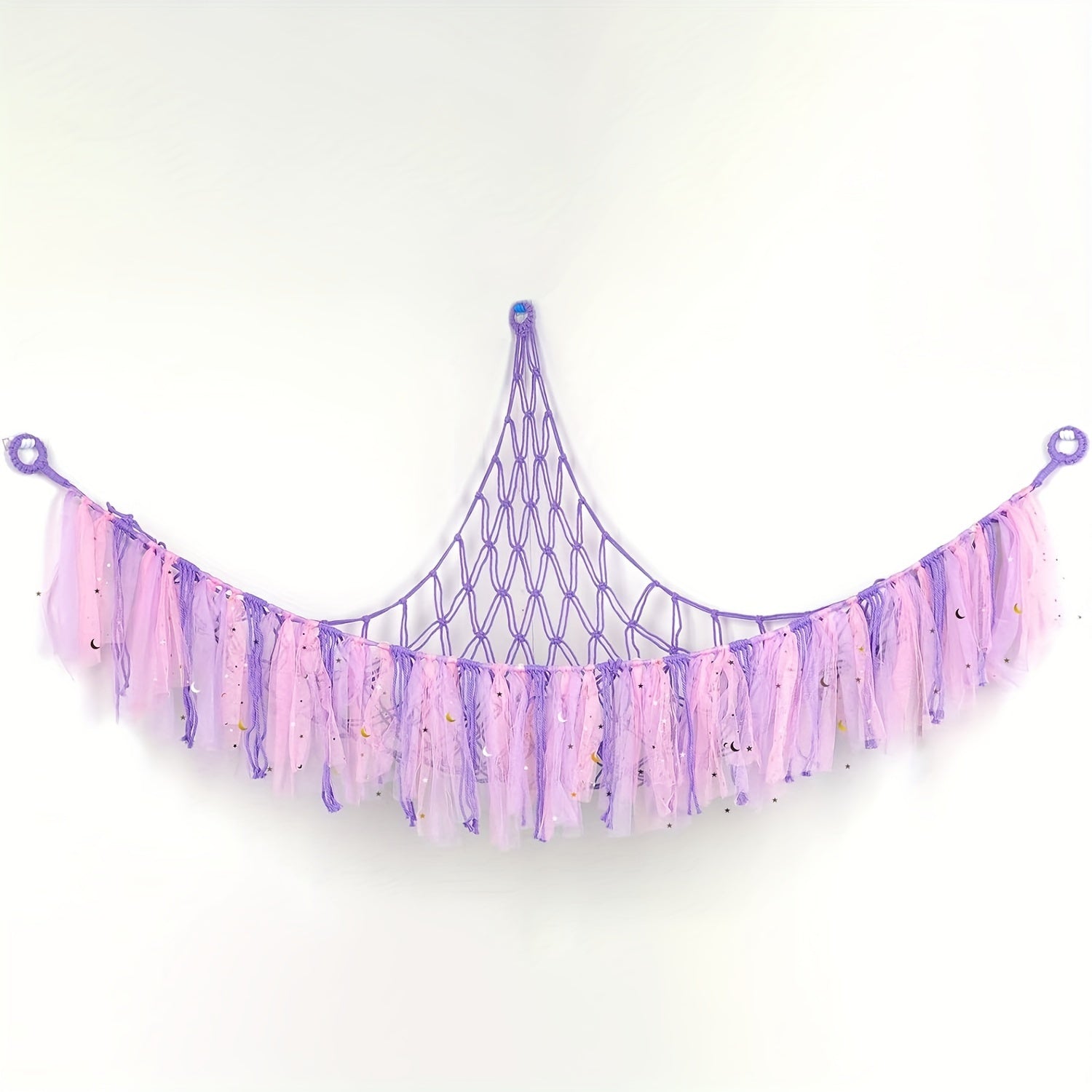 Vibrant Purple Ribbon Triangle Tapestry Wall Organizer for Storage and Decoration