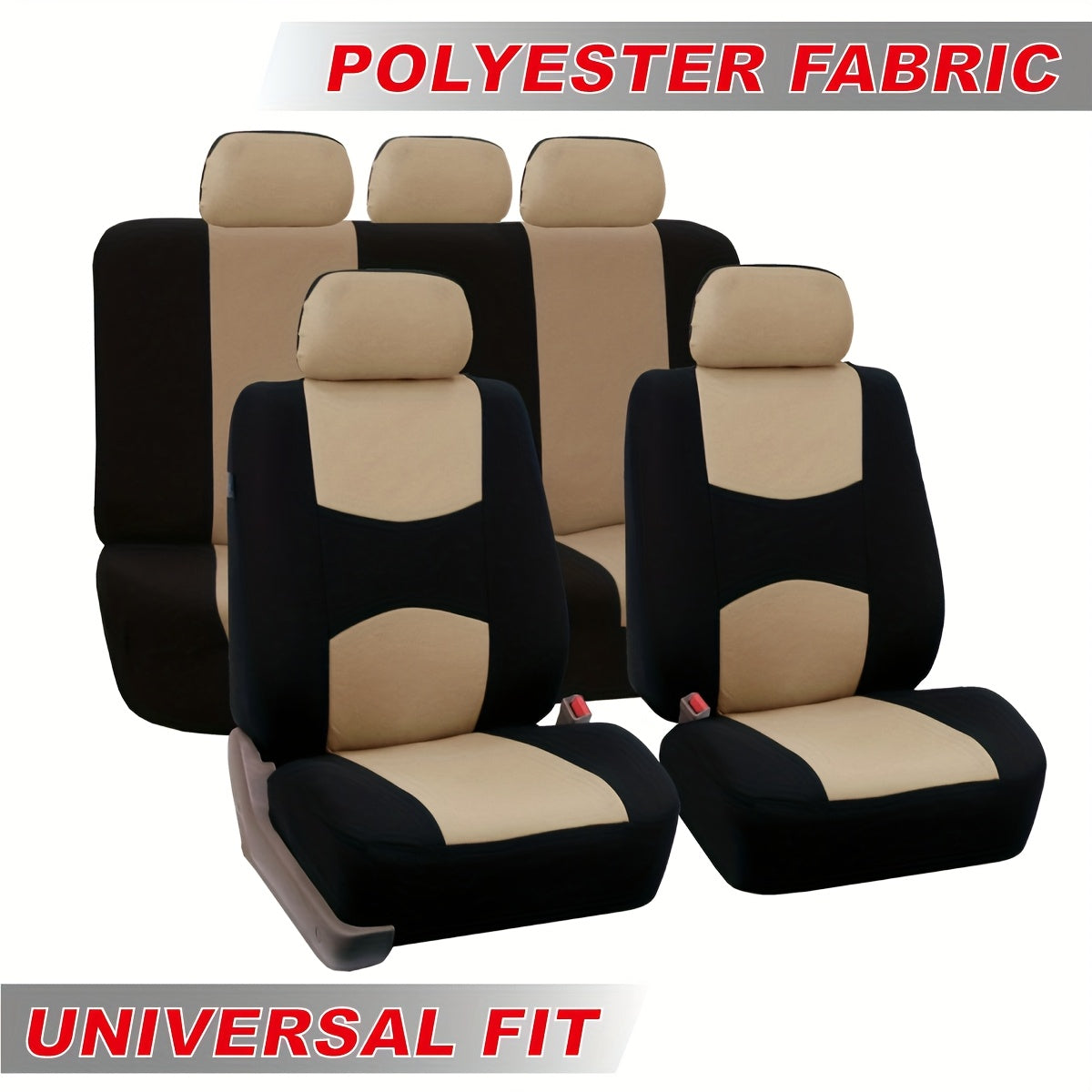 Polyester Car Seat Cover Set for 5 Seats Universal Fit Breathable Durable