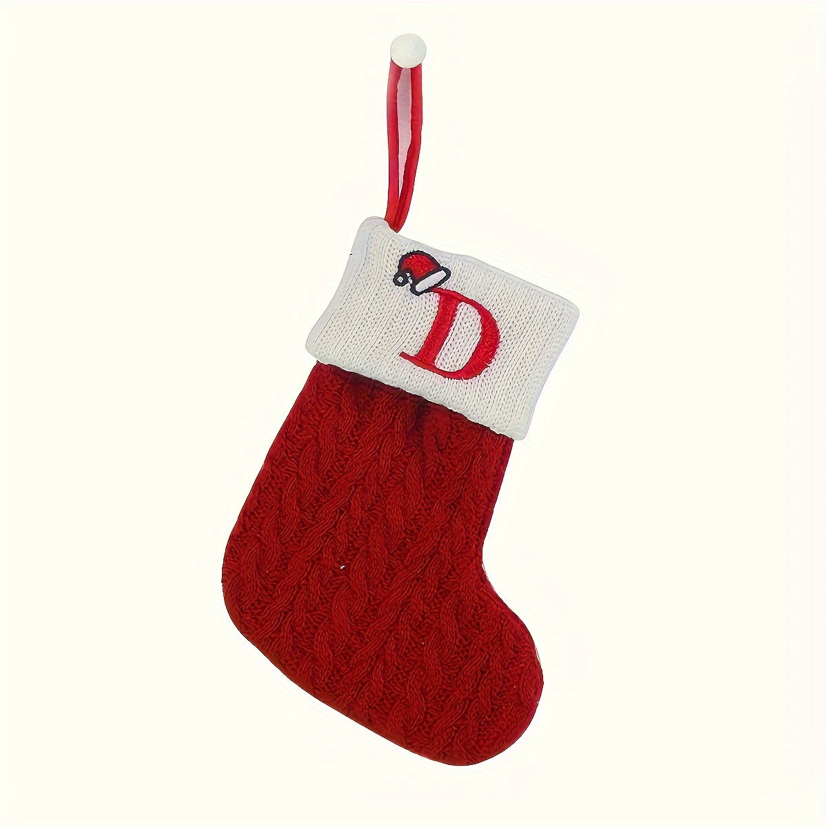 Knitted Polyester Stockings with Personalized Initials for Festive Parties