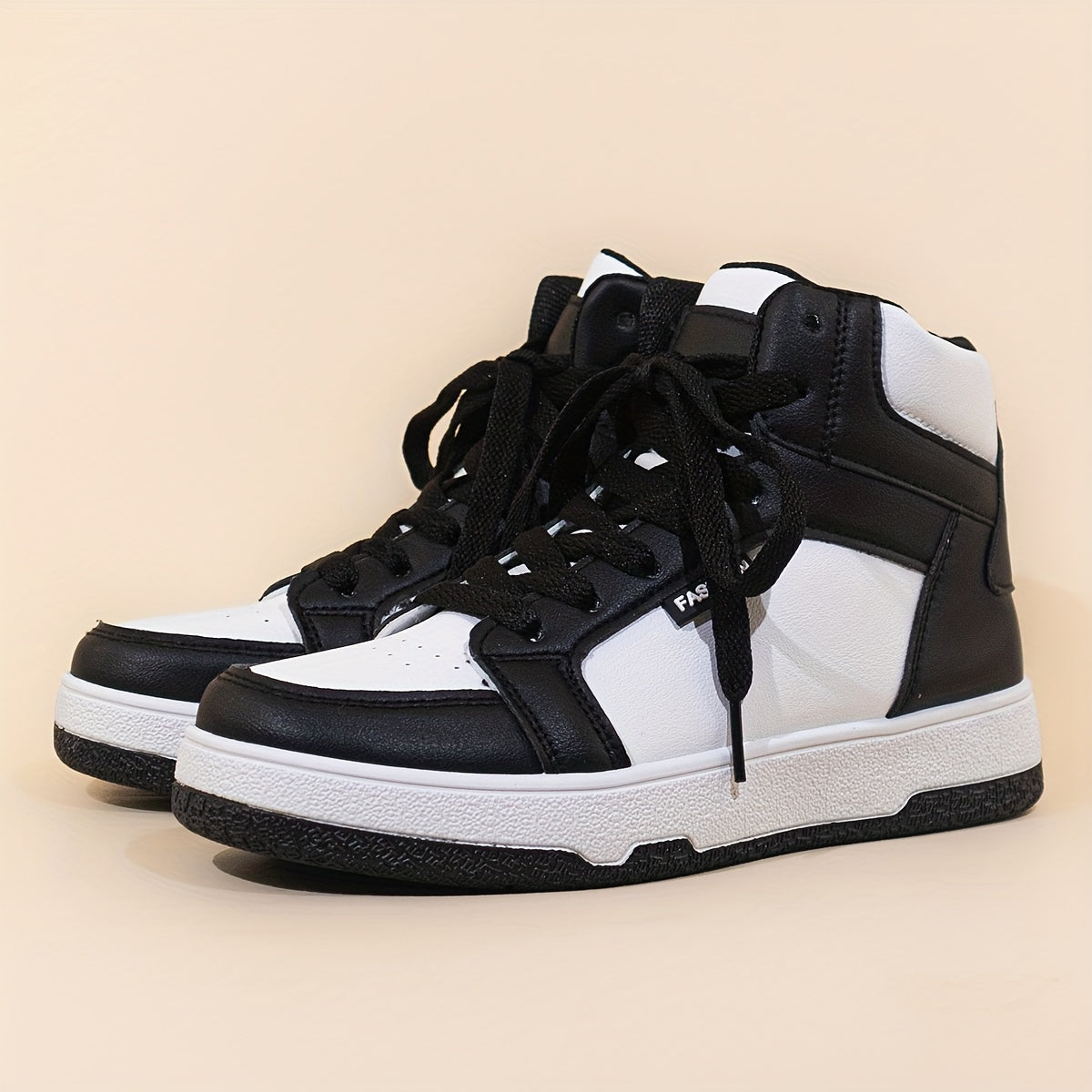 Women's High-Top Sneakers Colorblock Lace-Up Casual Shoes Non-Slip Sole