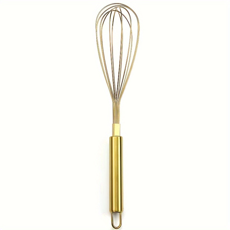 Gold Stainless Steel Whisk Handheld Egg Beater for Baking and Cooking