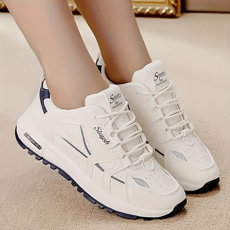 Women's Casual Sports Sneakers All-Season Breathable Lace-Up Mid-Top Shoes