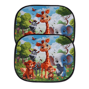 2-Pack Cartoon Animal Nylon Car Sunshades Universal Fit Window Curtains Cooling Insulation Shades