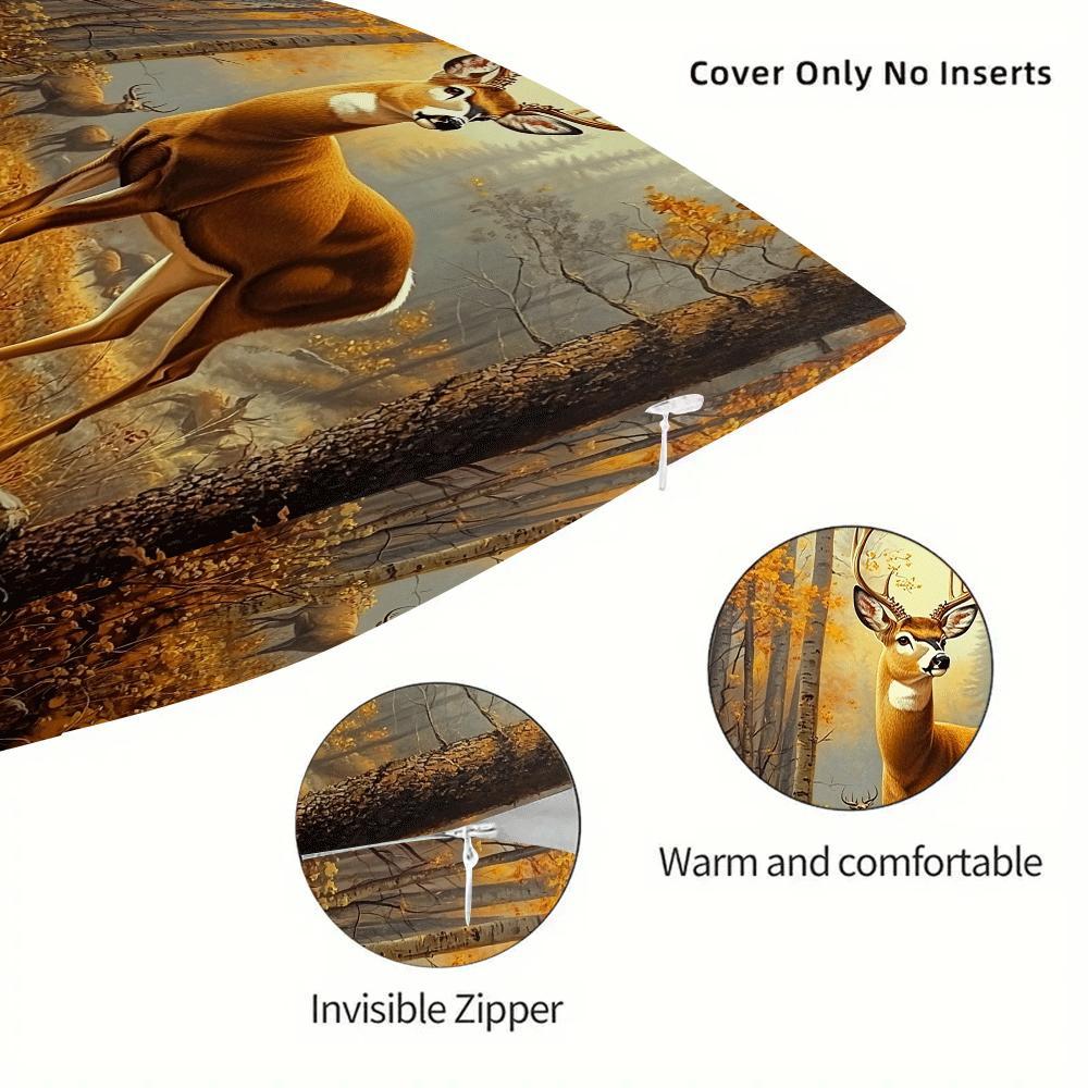 Kuzlik Elk O'rmon Manzara Yostiq qoplami Polyester 45cm Mashina bilan yuvish mumkin Zipper yopilishi