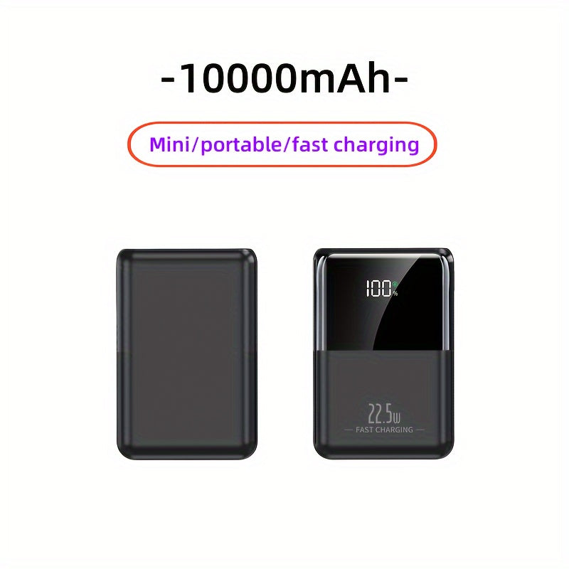 Small Portable Power Bank 10000mAh Fast Charging Dual Input Output Compatible with Android and iPhone