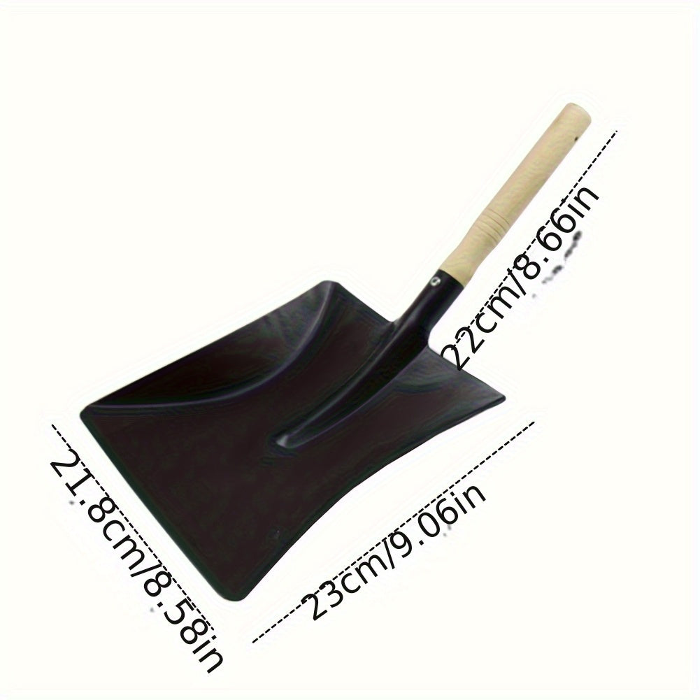 Wood Handle Fireplace Shovel Durable Metal Ash Scoop for Fireplace Cleaning