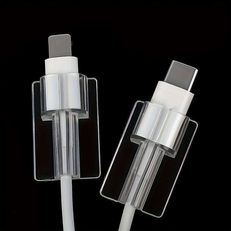 Clear Cable Clips for Apple and Android Type-C Cables Organizing and Protecting